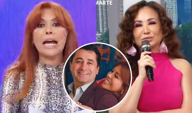  Magaly Medina molesta con Janet Barboza por comentarios sobre su esposo. Foto: composición/ captura de ATV/ Instagram/ captura de América TV   