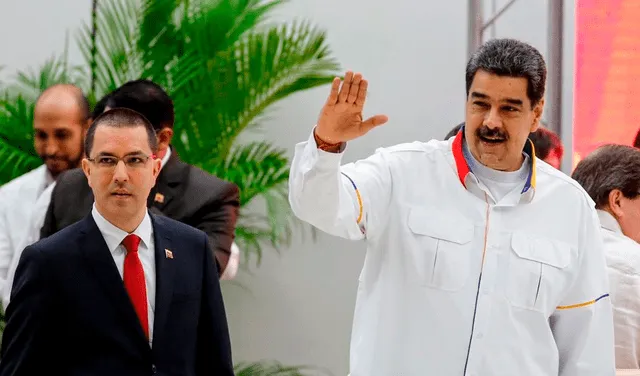 Jorge Arreaza y Nicolás Maduro
