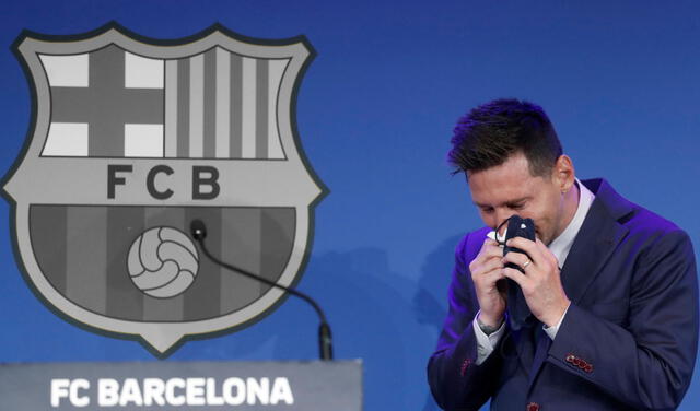 Lionel Messi en su última conferencia de prensa con el FC Barcelona. Foto: EFE/Andreu Dalmau