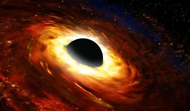 Representación artística de un agujero negro rodeado por un disco de materia. Imagen: NOIRLab / AURA / NSF / P. Marenfeld