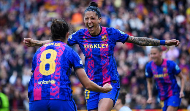 Jenni Hermoso marcó uno de los mejores goles del torneo europeo. Foto: Twitter FC Barcelona