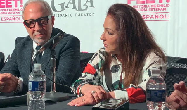 Gloria y Emilio Estefan en conferencia de prensa en la premier en español de On Your Feet (Foto: Milagros Meléndez)