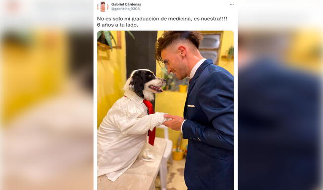 Twitter viral: joven se gradúa como médico y agradece a su perro por acompañarlo en sus 6 años de estudio
