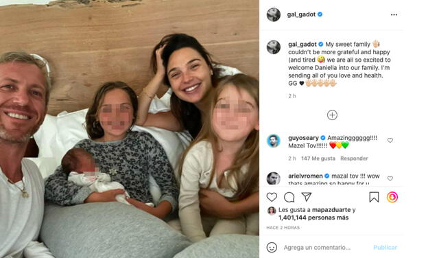 Gal Gadot anunció el nacimiento de su tercera hija: “No puedo estar más agradecida”