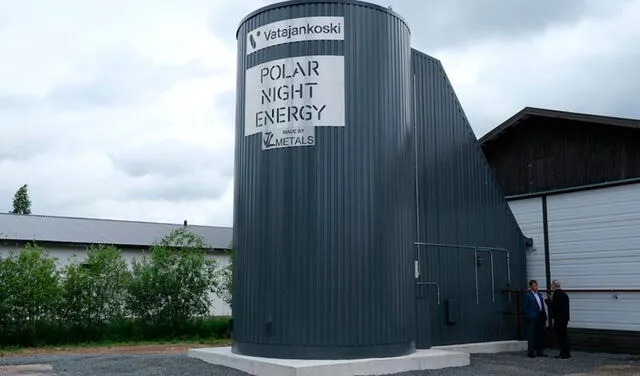 La batería de arena tiene una altura de siete metros. Foto: Polar Night Energy