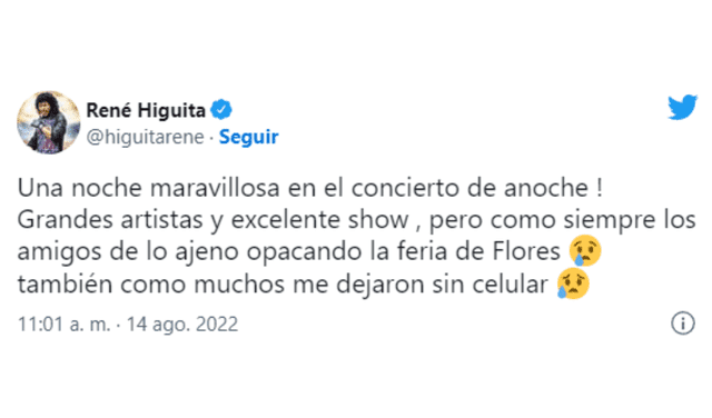 René Higuita denunció que le robaron su celular en la Feria de las Flores