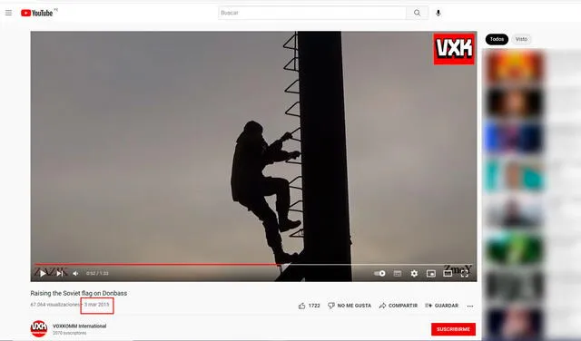 Izado de bandera de la URSS. Foto: captura en Youtube.