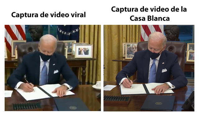Es falso que Joe Biden haya firmado papeles en blanco el primer día de su mandato