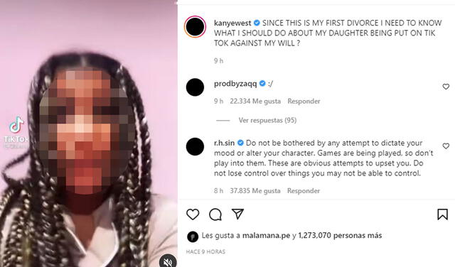 4.2.2022 | Publicación de Kanye West rechazando que su hija North tenga cuenta en TikTok. Foto: captura Kanye West/Instagram