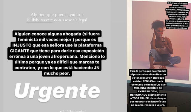 16.1.2021 | Historias de Shenaaz September pidiendo que la ayuden a encontrar asesoría legal. Foto: captura Shenaaz September / Instagram