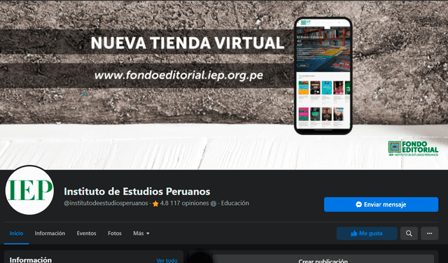 Página oficial de Facebook del IEP
