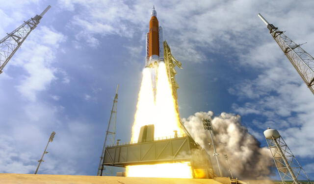 El cohete Space Launch System (SLS) es el vehículo de lanzamiento más potente construido en la historia. Foto: NASA