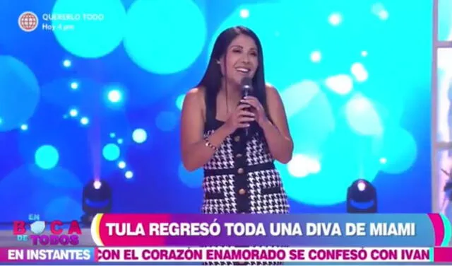Este lunes 9 de agosto, Tula Rodríguez retornó a En boca de todos tras unas vacaciones en EE. UU. Foto: captura de América TV