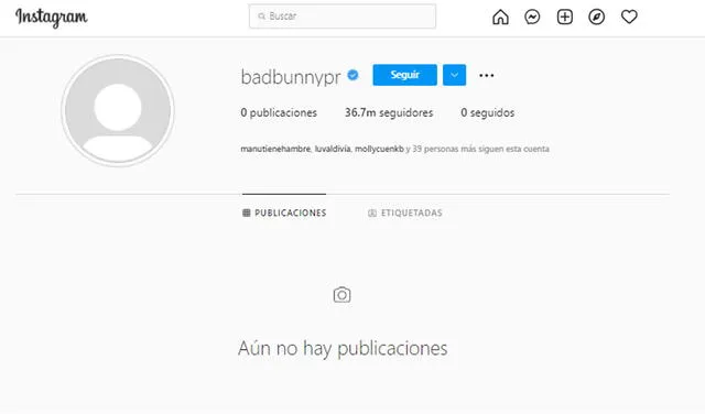 1.1.2022 | Captura del perfil de Bad Bunny en Instagram.