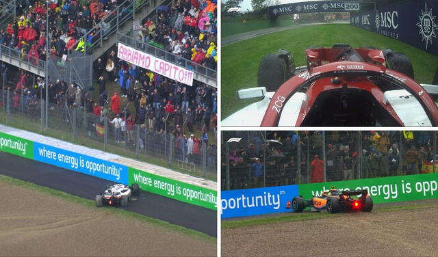 Kevin Magnussen (izquierda), Valtteri Bottas (arriba) y Lando Norris (abajo) tuvieron accidente en Imola. Foto: F1.