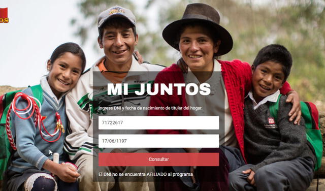 Portal de consulta del programa Juntos. Foto: Captura web Programa Juntos