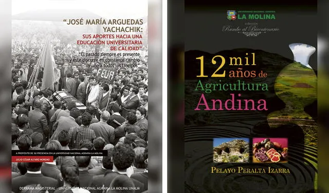 Libros molineros. Dos títulos que se presentarán en la feria, sobre Arguedas y la agricultura en el Perú. Foto: composición