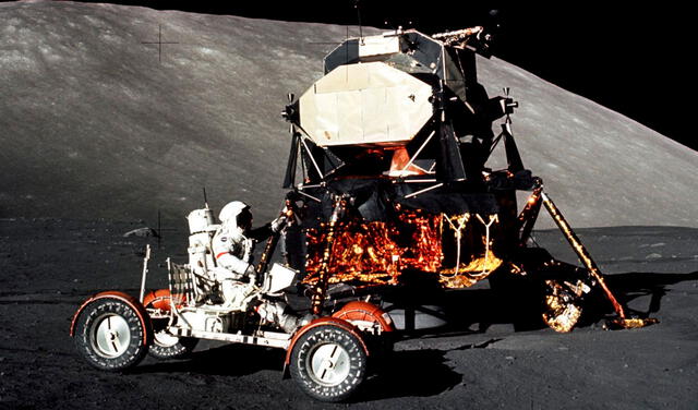 Vehículo con el que Cernan Schmitt recorrieron la superficie lunar. Foto: NASA