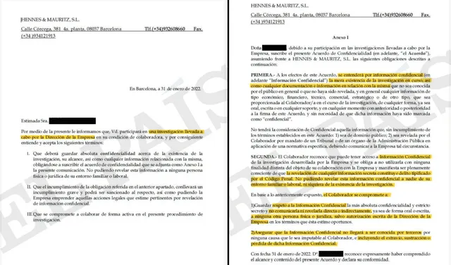 Acuerdo de confidencialidad de H&M. Foto: El País Acuerdo de confidencialidad de H&M. Foto: El País