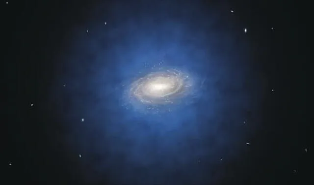 Ilustración de materia oscura (azul) en la Vía Láctea | Foto: ESO / L. Calçada , CC BY-ND