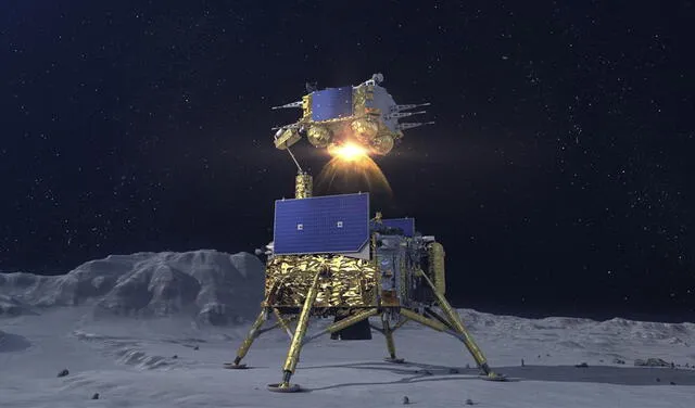Ilustración del módulo de ascensión de la nave Chang’e-5 saliendo de la Luna | Foto: AP