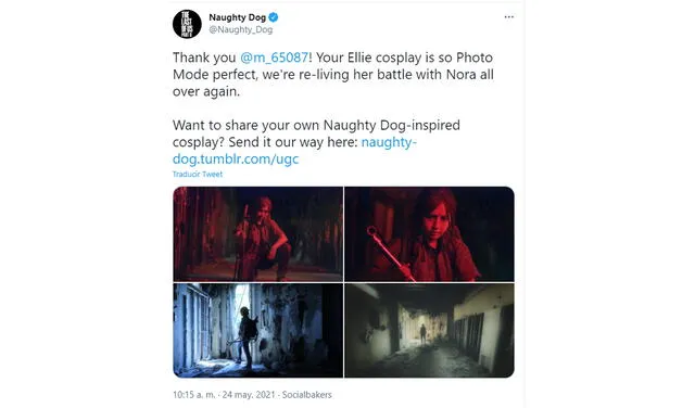 Mensaje de Naughty Dog en redes sociales. Foto: captura de Twitter