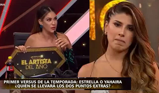 Tilsa Lozano criticó la técnica vocal de  Yahaira Plasencia. Foto: captura El artista del año/América TV