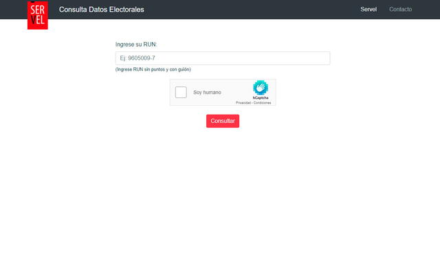 Plataforma de consulta electoral de Servel. Foto: captura de servel.cl