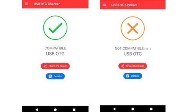 La app USB OTG Checker te indica si tu celular es compatible o no. Foto: Xataka