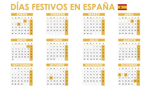 Calendario de días festivos 2021 en toda España