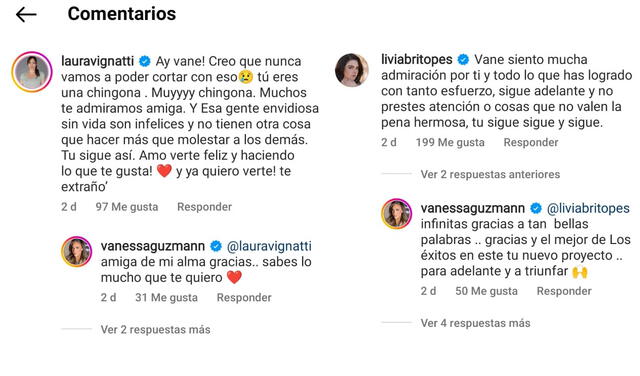 27.5.2022 | Famosas expresaron su apoyo a Vanessa Guzmán. Foto: captura Instagram