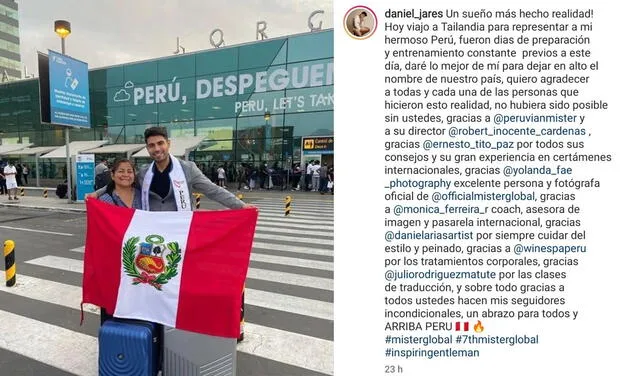 5.3.2022 | Publicación de Daniel Jares sobre su viaje para participar en Mister Global 2022. Foto: Daniel Jares/Instagram
