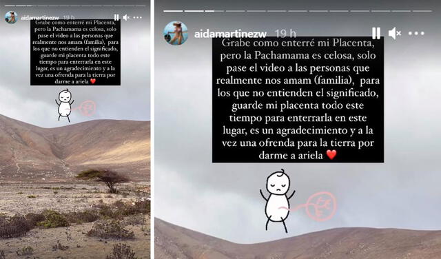 23.8.2021 | Post de Aída Martínez anunciando su pago a la tierra. Foto: captura Aída Martínez / Instagram