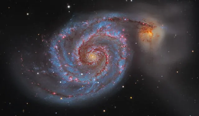 Galaxia M51, conocida como Torbellino. Crédito: NASA.