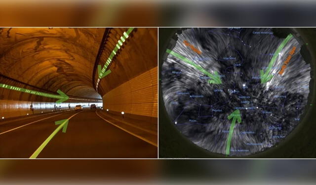 Comparación con un túnel real para mostrar la orientación de los filamentos magnéticos. Imágenes: composición / pixabay / J.West
