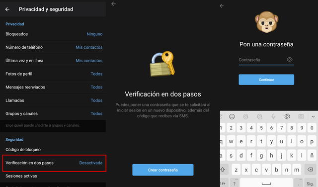 Verificación en dos pasos de Telegram