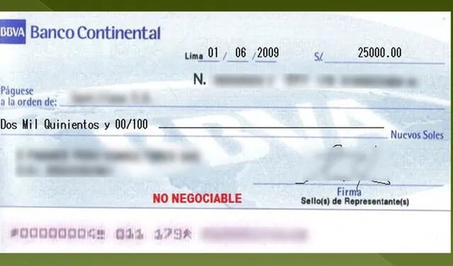 Los cheques con el sello "no negociable" no pueden ser endosados. Foto: difusión