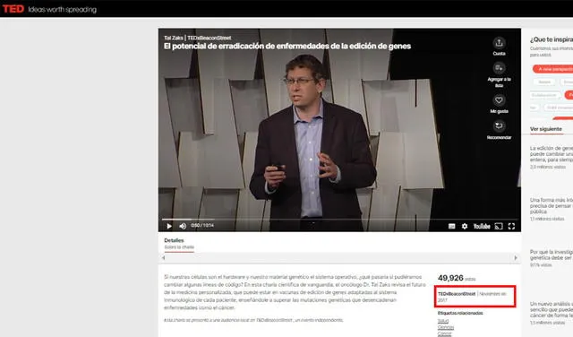 Charla en TED. Foto: captura web TED.