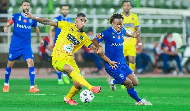 André Carrillo hizo 7 siete goles esta temporada con el Al Hilal en la Liga Saudí. Foto: Twitter Al Hilal