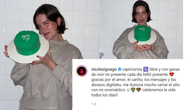 27.12.2021 | Publicación de Nicole Zignago sobre su cumpleaños. Foto: captura Nicole Zignago/Instagram