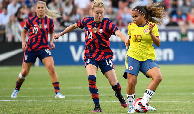 Leicy Santos participó en los partidos amistosos contra Estados Unidos previo al debut de Colombia en la Copa América 2022. Foto: AFP