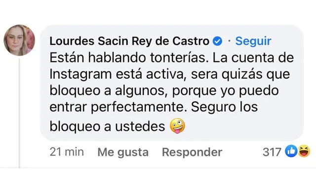 2.11.2021 | Comentario de Lourdes Sacin sobre Rodrigo 'Gato' Cuba. Foto: captura Facebook