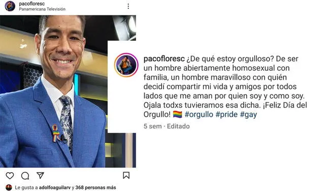 28.7.2022 | Publicación de Paco Flores por el Día Internacional del Orgullo LGBT. Foto: captura Instagram