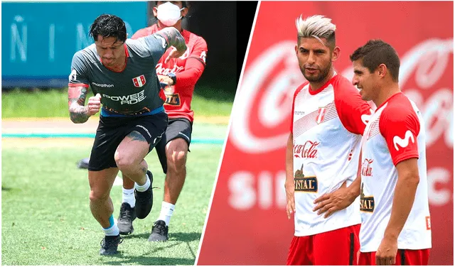 Lapadula y Zambrano en los entrenamientos de Perú. Foto: composición/ selección peruana/ Carlos Zambrano twitter