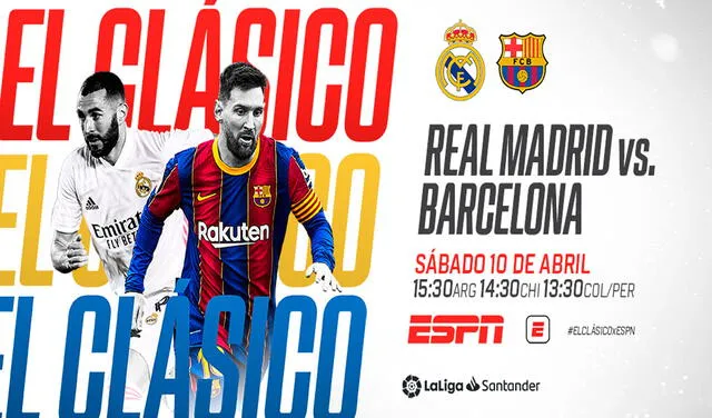 Real Madrid vs. Barcelona irá EN VIVO por ESPN para Sudamérica. Foto: ESPNArgentina/Twitter