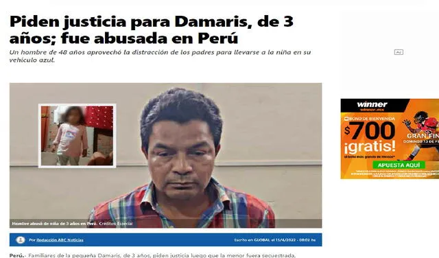 Publicación de ABC Noticias de México. Foto: captura web
