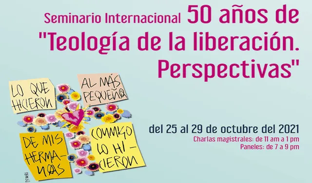 Cartel oficial del seminario de "Teología de la liberación Foto: difusión