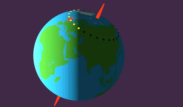 La rotación de la Tierra hace que sea de día en algunos países y de noche en otros. Foto: BBC