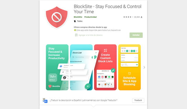 BlockSite está disponible en Play Store. Foto: captura de Play Store