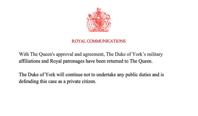 Comunicado oficial de la Casa Real del Reino Unido: @RoyalFamily/Twitter